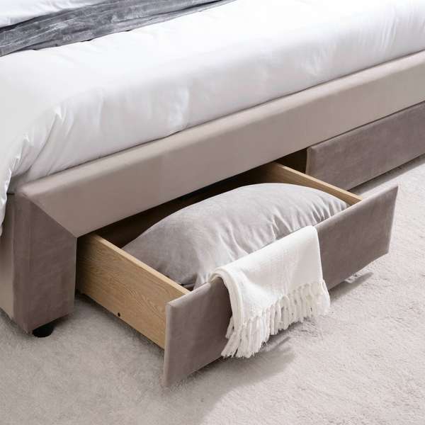 ELLI QUEEN BED 160X200 CM WITH 4 DRAWER BROWN Pan Home Furnishings